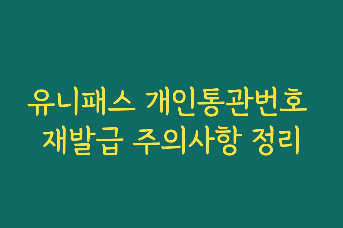 유니패스 개인통관번호 재발급 주의사항 정리 유니패스 개인통관번호 재발급 주의사항 정리