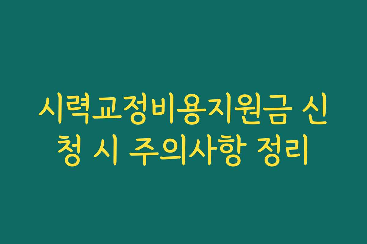 시력교정비용지원금 신청 시 주의사항 정리 시력교정비용지원금 신청 시 주의사항 정리