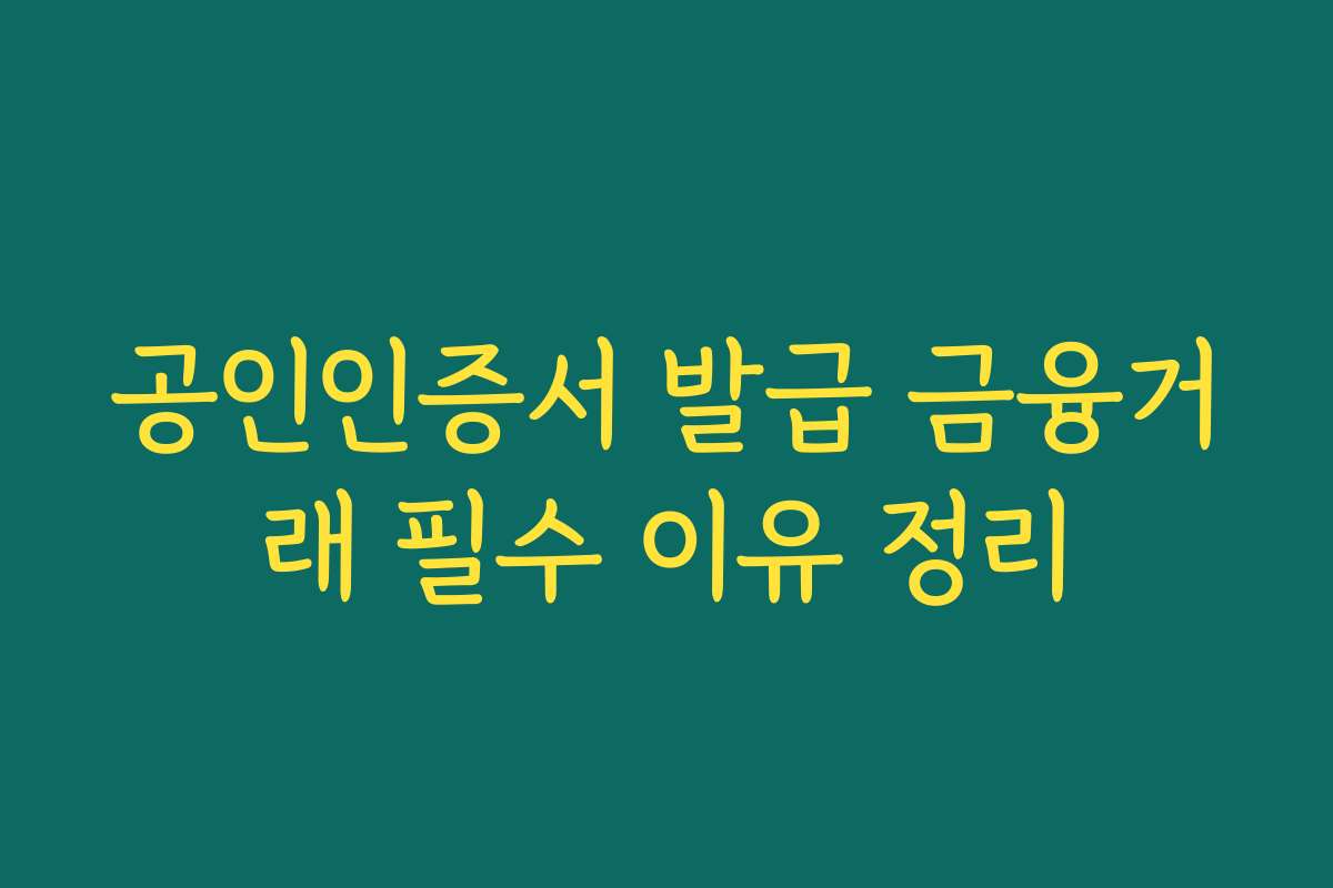 공인인증서 발급 금융거래 필수 이유 정리 공인인증서 발급 금융거래 필수 이유 정리