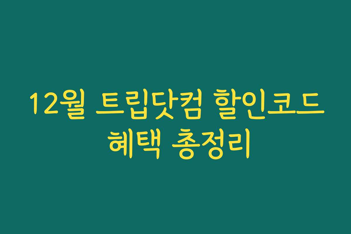 12월 트립닷컴 할인코드 혜택 총정리 12월 트립닷컴 할인코드 혜택 총정리