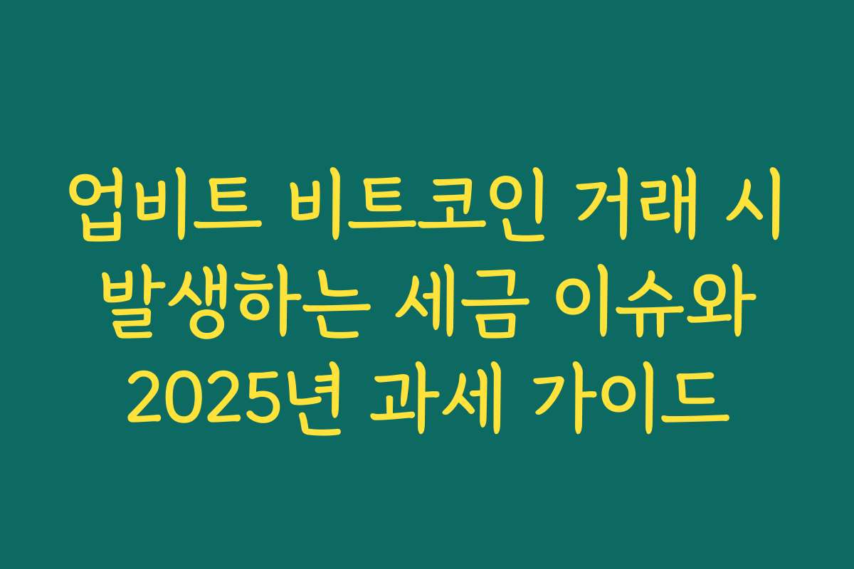 업비트 비트코인 거래 시 발생하는 세금 이슈와 2025년 과세 가이드 업비트 비트코인 거래 시 발생하는 세금 이슈와 2025년 과세 가이드