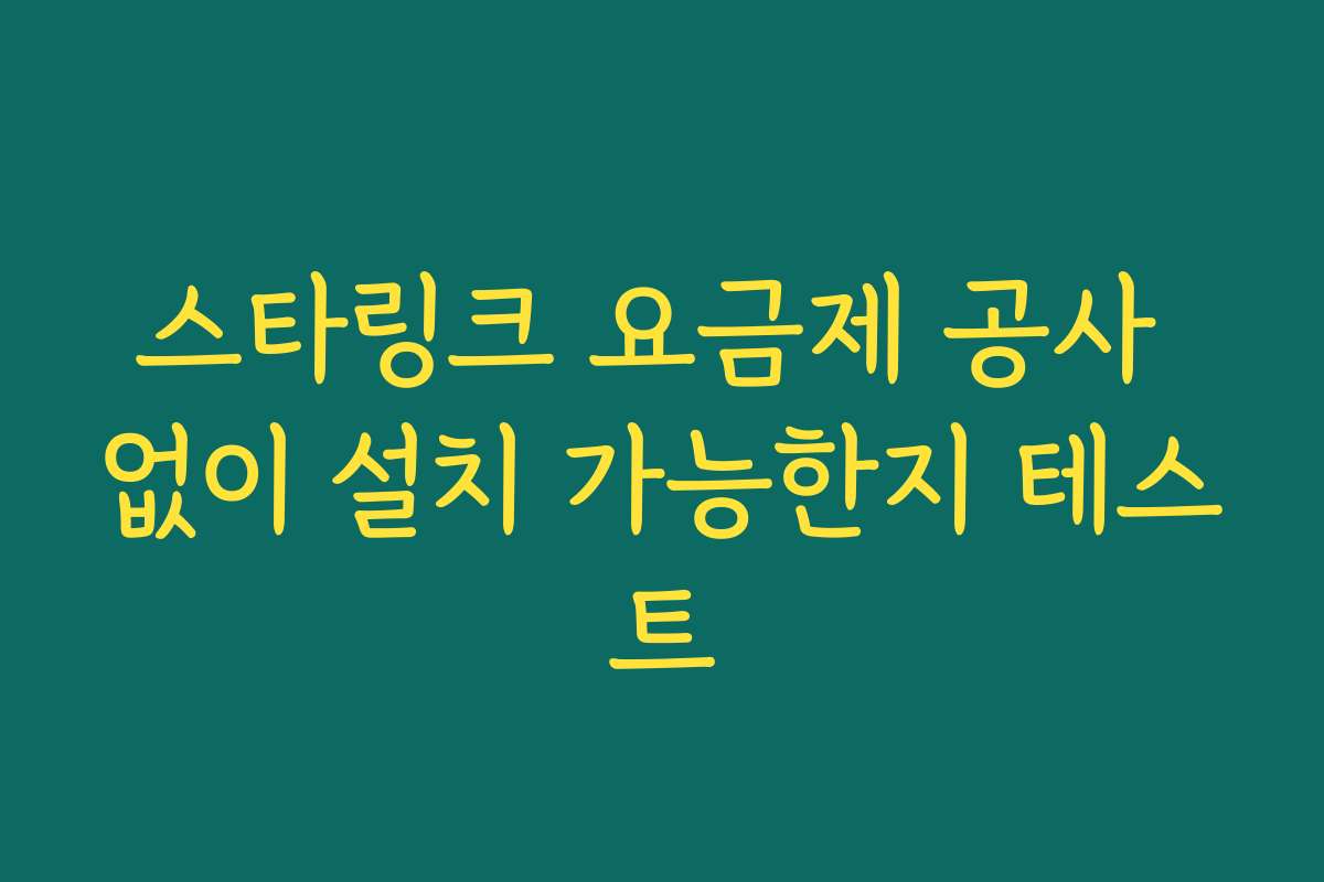 스타링크 요금제 공사 없이 설치 가능한지 테스트