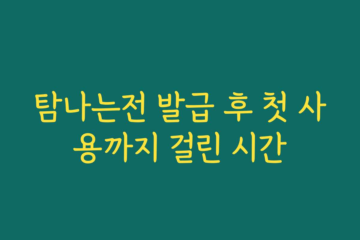 탐나는전 발급 후 첫 사용까지 걸린 시간 탐나는전 발급 후 첫 사용까지 걸린 시간
