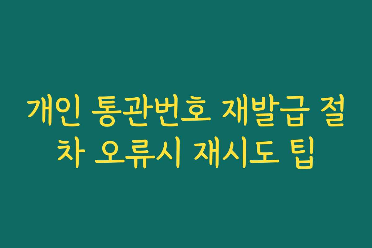 개인 통관번호 재발급 절차 오류시 재시도 팁