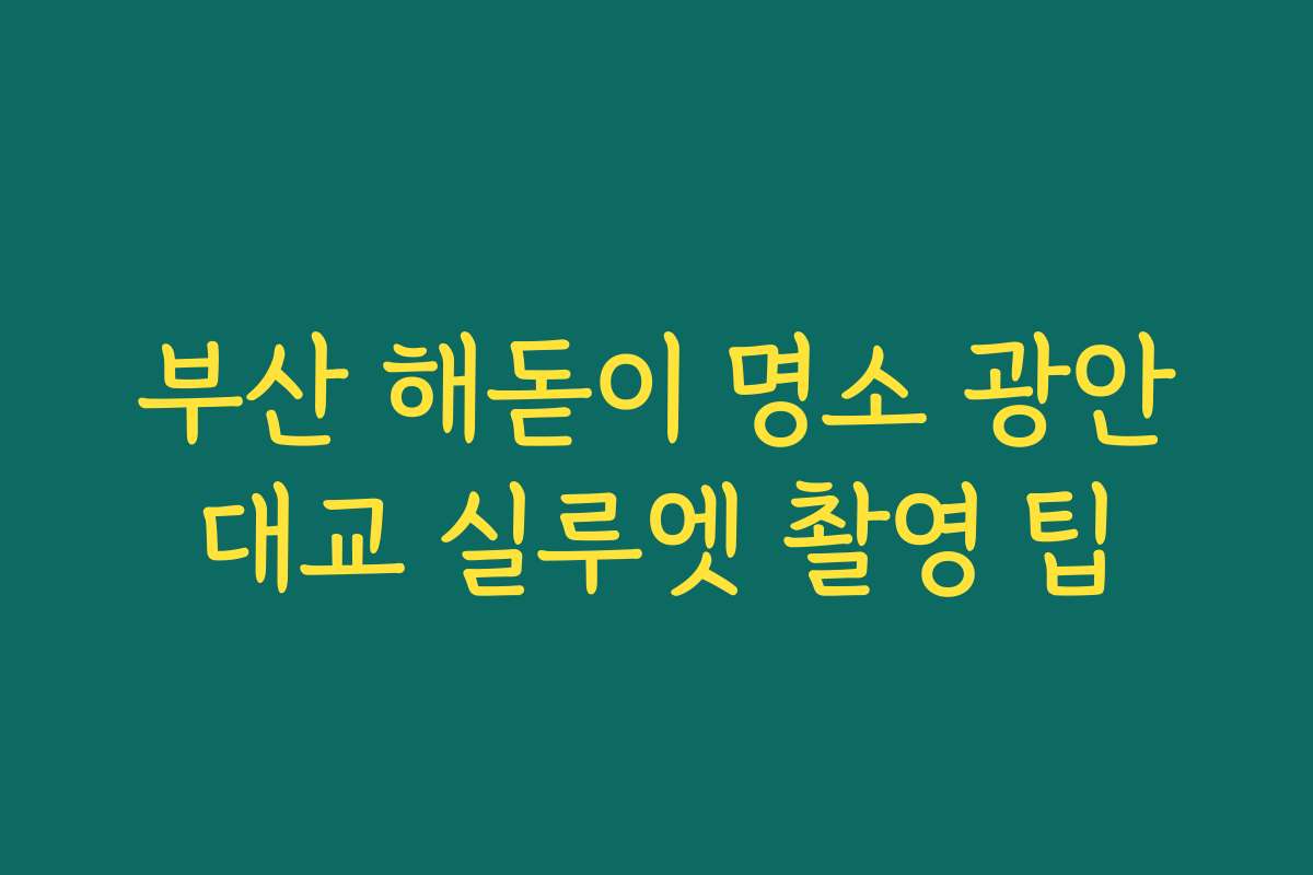 부산 해돋이 명소 광안대교 실루엣 촬영 팁