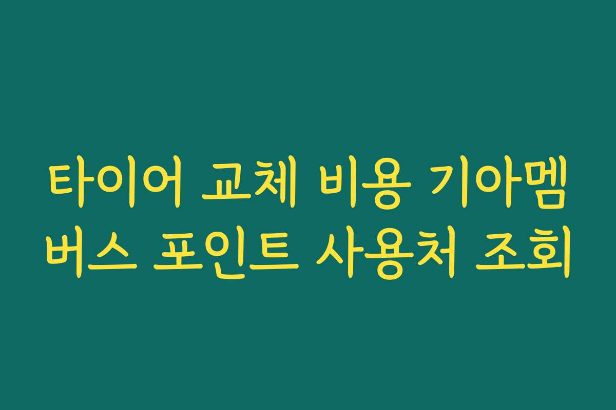 타이어 교체 비용 기아멤버스 포인트 사용처 조회 타이어 교체 비용 기아멤버스 포인트 사용처 조회