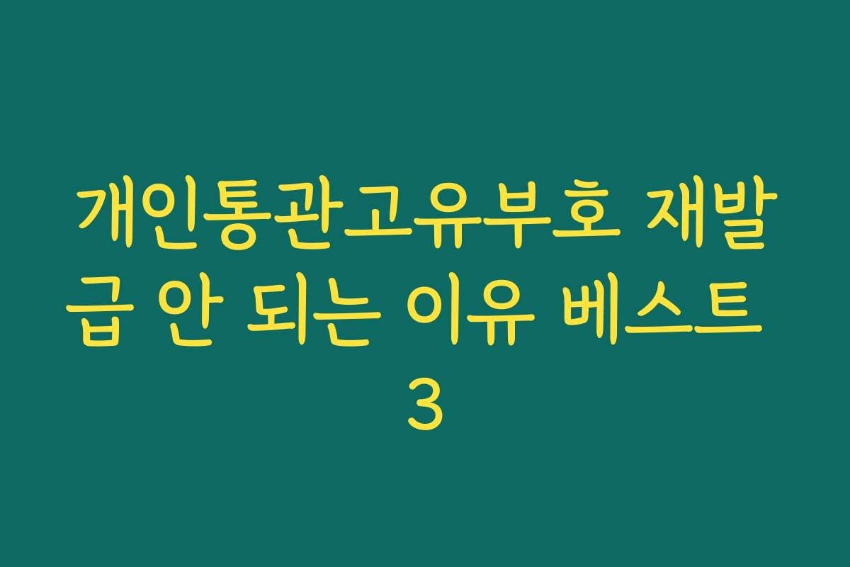 개인통관고유부호 재발급 안 되는 이유 베스트 3