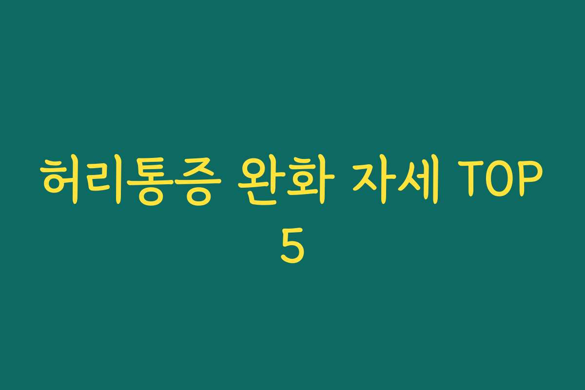 허리통증 완화 자세 TOP5 허리통증 완화 자세 TOP5