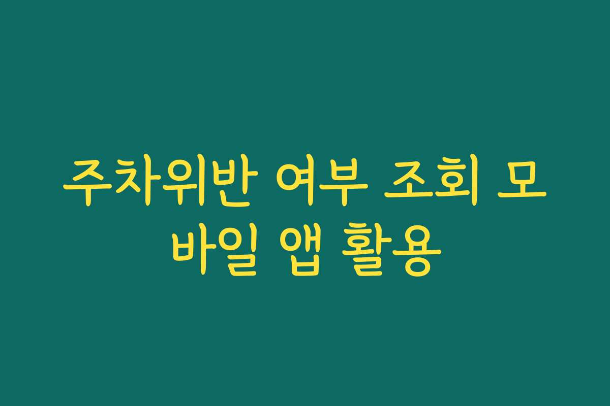 주차위반 여부 조회 모바일 앱 활용 주차위반 여부 조회 모바일 앱 활용