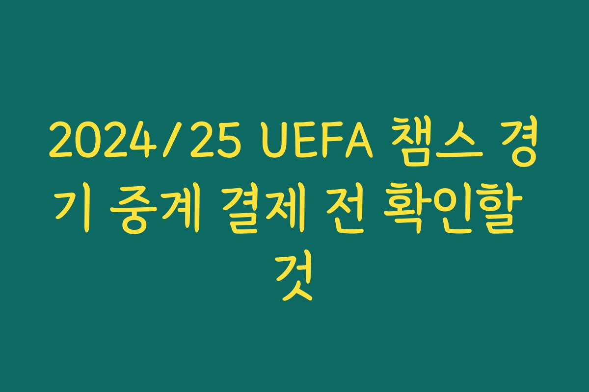2024/25 UEFA 챔스 경기 중계 결제 전 확인할 것