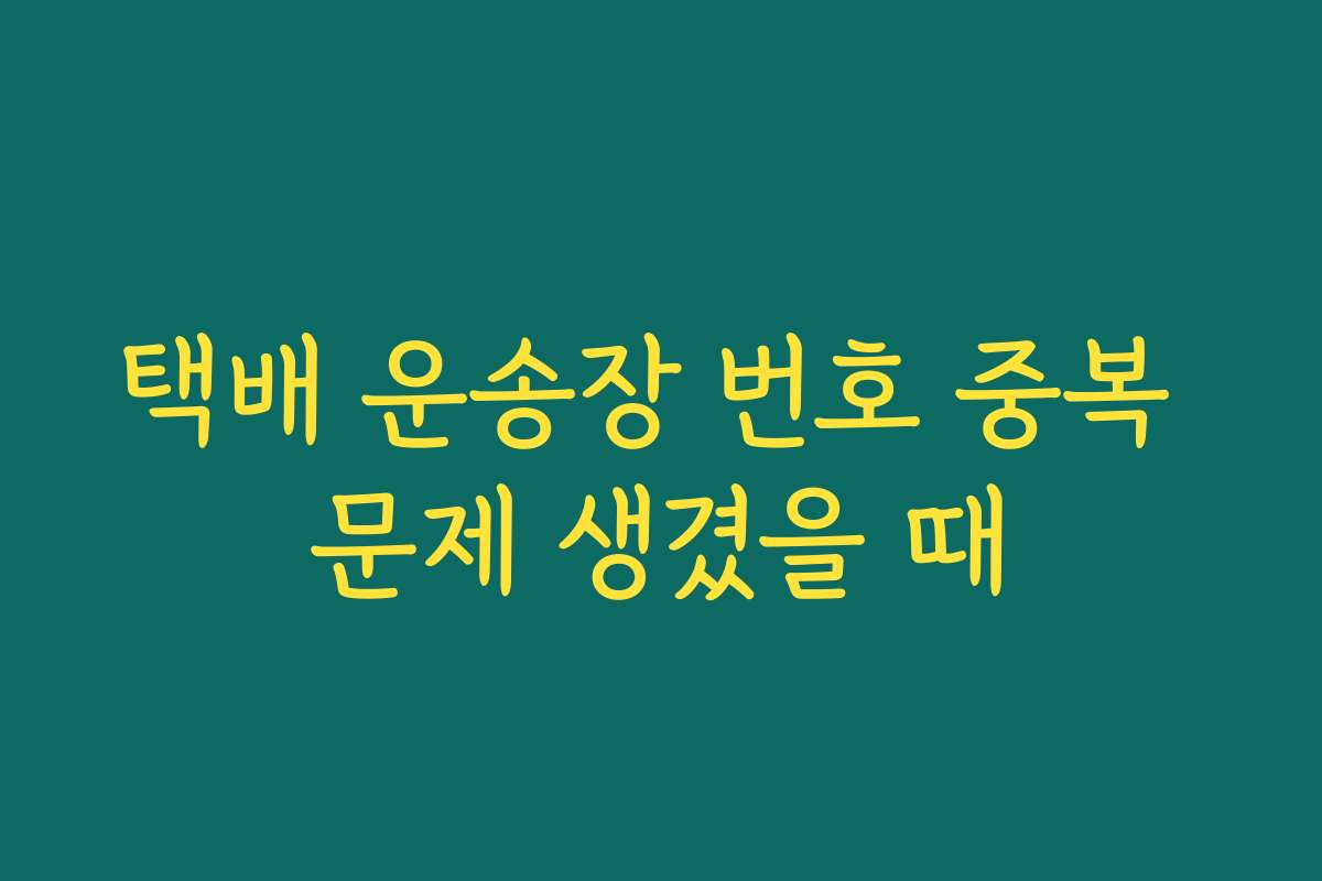 택배 운송장 번호 중복 문제 생겼을 때