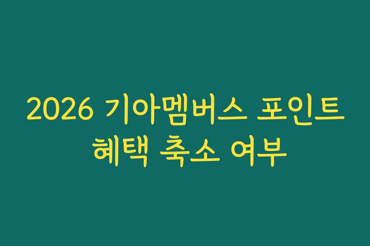 2026 기아멤버스 포인트 혜택 축소 여부 2026 기아멤버스 포인트 혜택 축소 여부