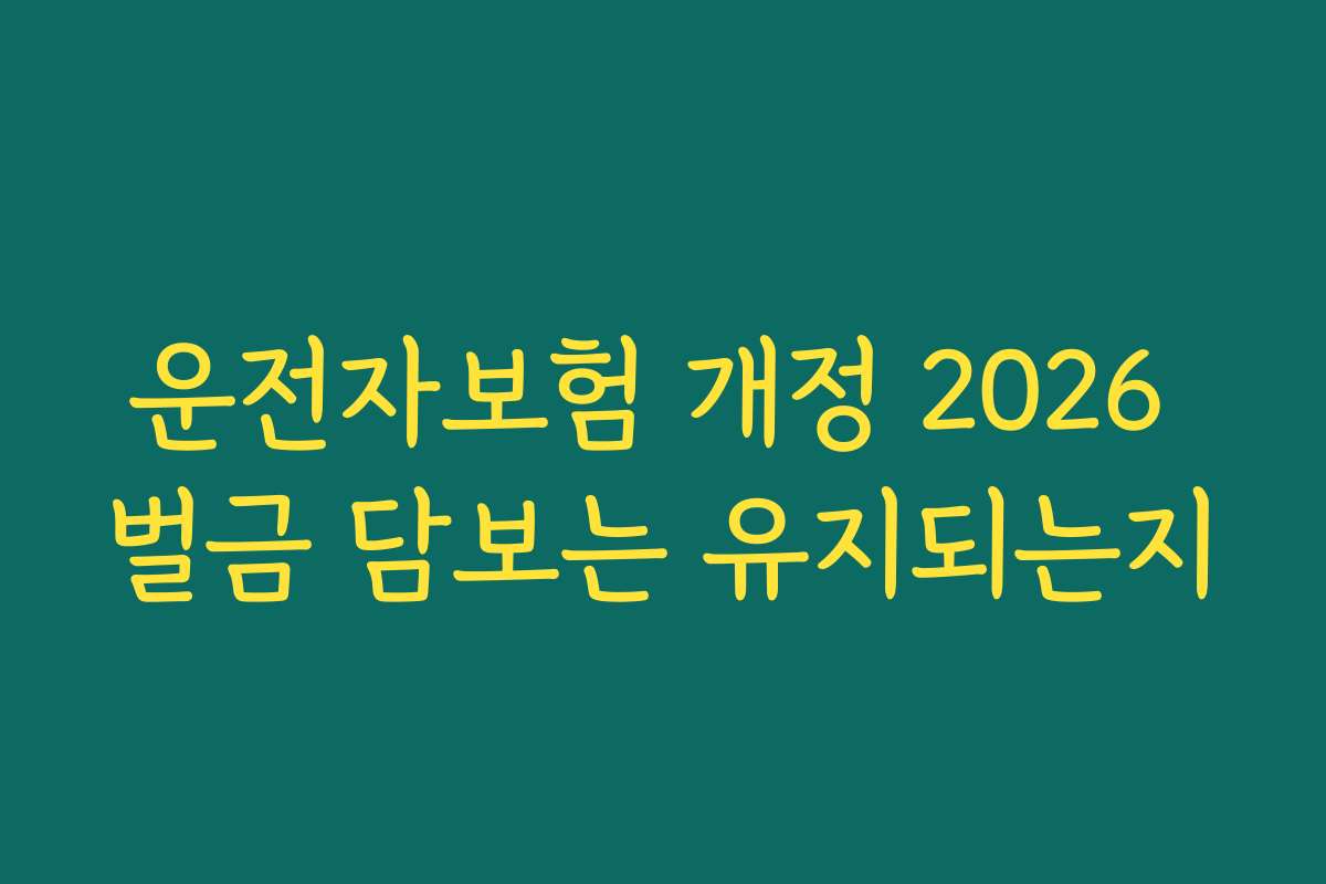 운전자보험 개정 2026 벌금 담보는 유지되는지