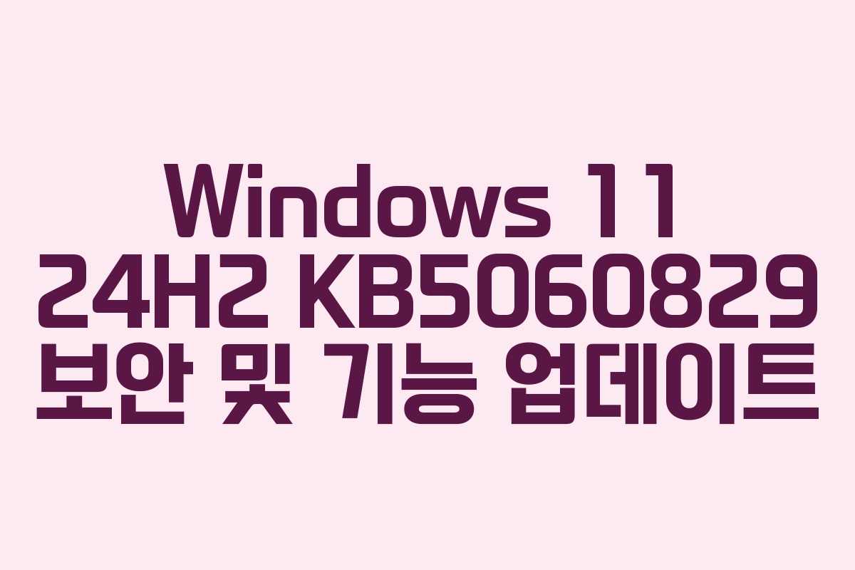 Windows 11 24H2 KB5060829 보안 및 기능 업데이트 Windows 11 24H2 KB5060829 보안 및 기능 업데이트