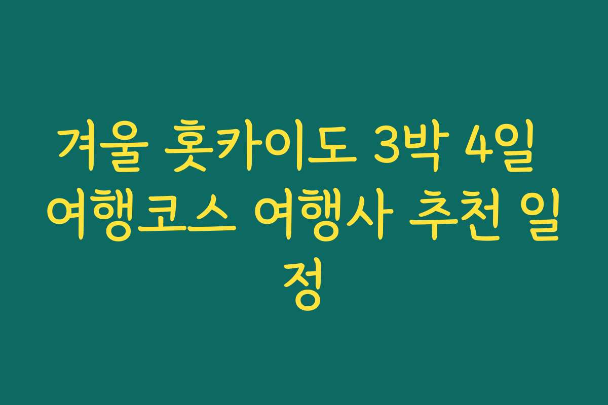 겨울 홋카이도 3박 4일 여행코스 여행사 추천 일정 겨울 홋카이도 3박 4일 여행코스 여행사 추천 일정