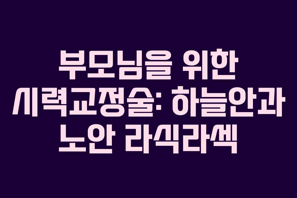 부모님을 위한 시력교정술: 하늘안과 노안 라식라섹 부모님을 위한 시력교정술: 하늘안과 노안 라식라섹