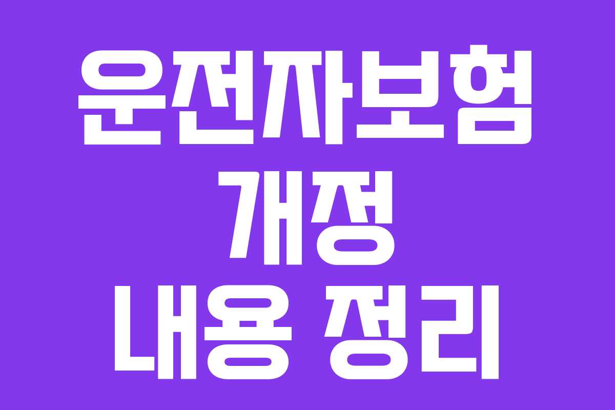 운전자보험 개정 내용 정리 운전자보험 개정 내용 정리