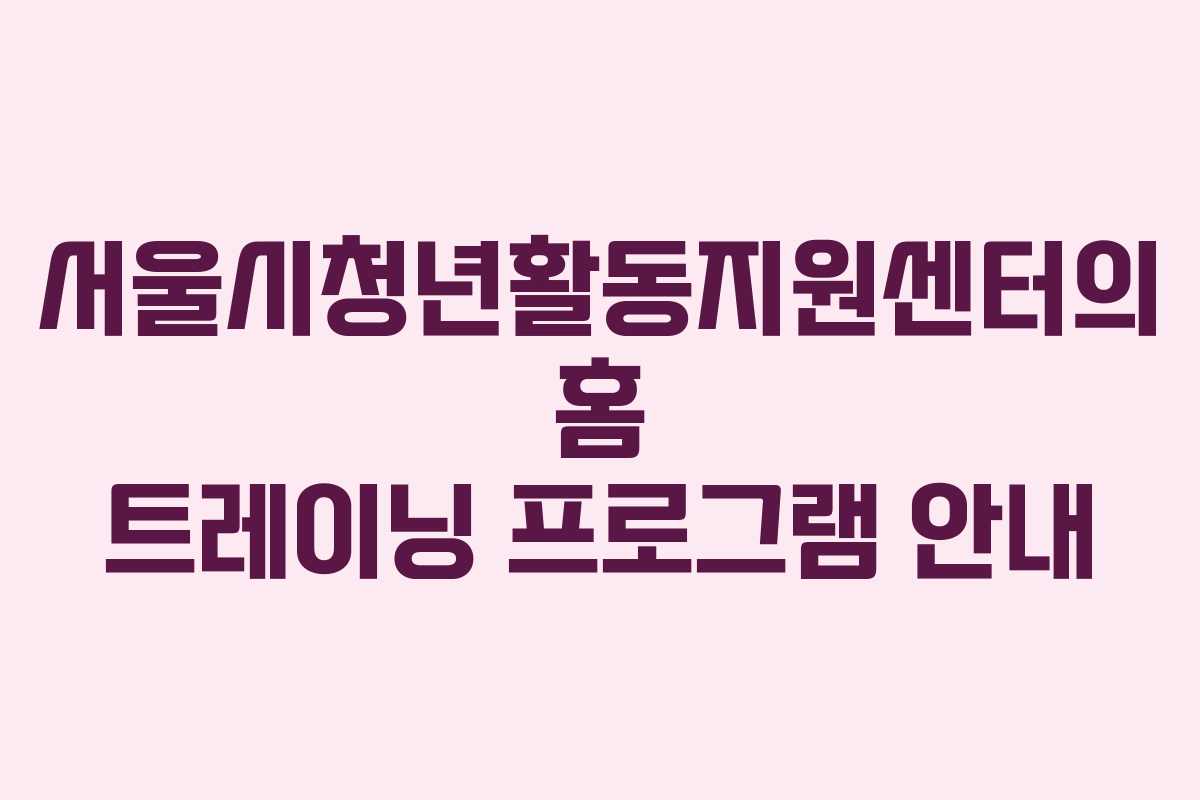 서울시청년활동지원센터의 홈 트레이닝 프로그램 안내 서울시청년활동지원센터의 홈 트레이닝 프로그램 안내