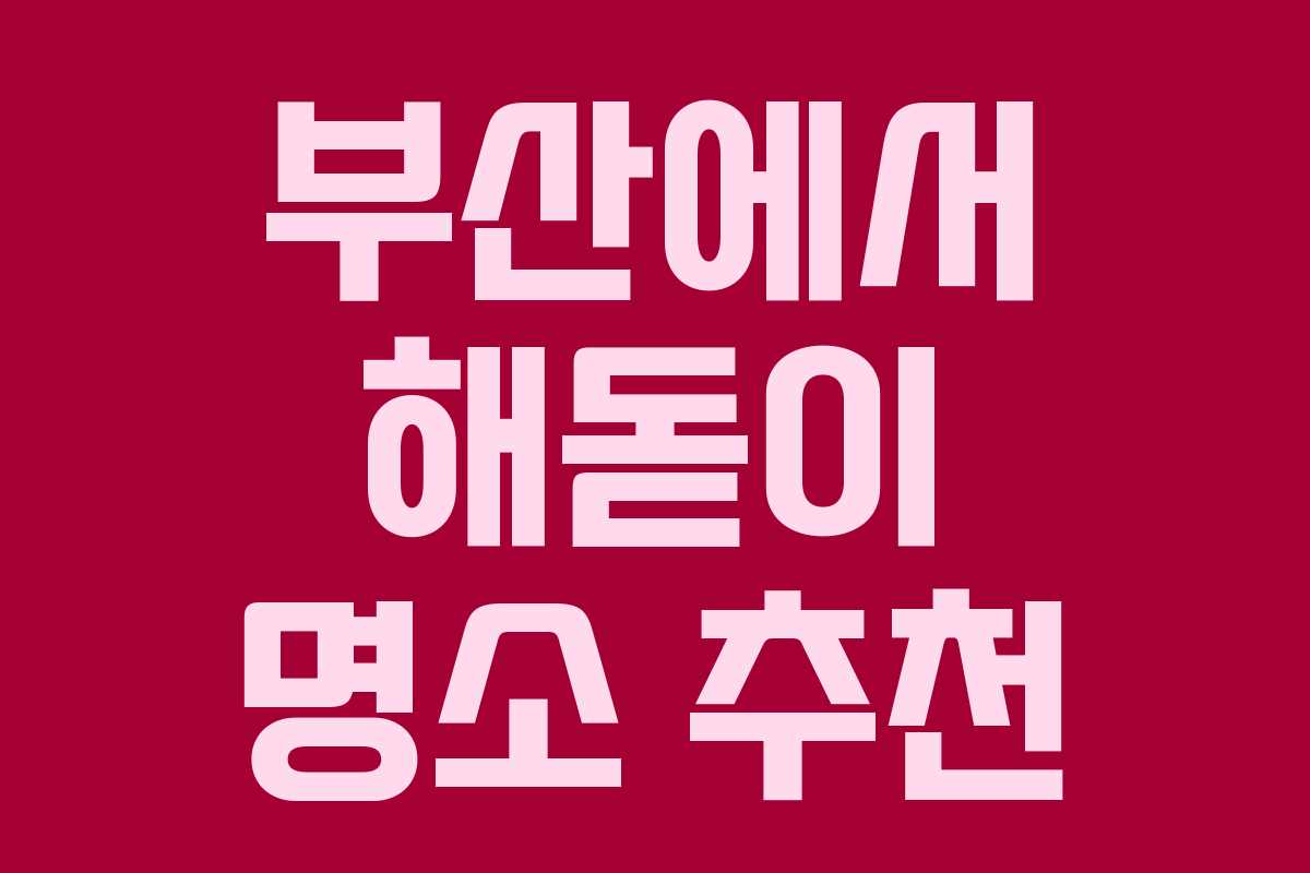 부산에서 해돋이 명소 추천