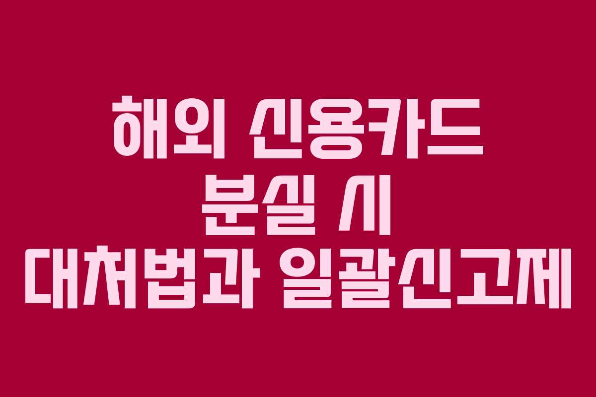 해외 신용카드 분실 시 대처법과 일괄신고제