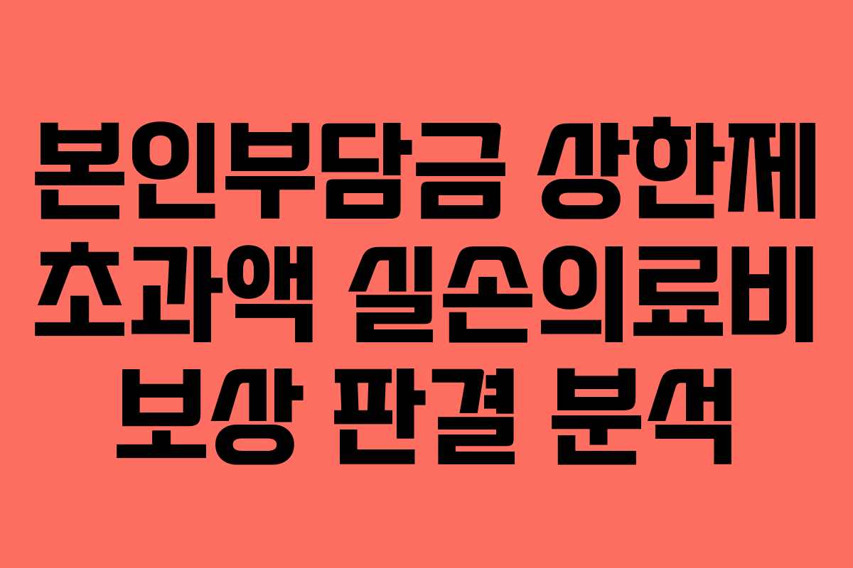 본인부담금 상한제 초과액 실손의료비 보상 판결 분석