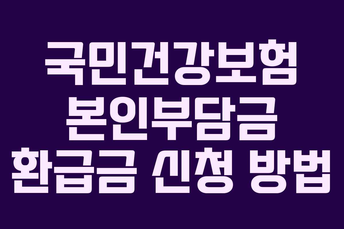 국민건강보험 본인부담금 환급금 신청 방법