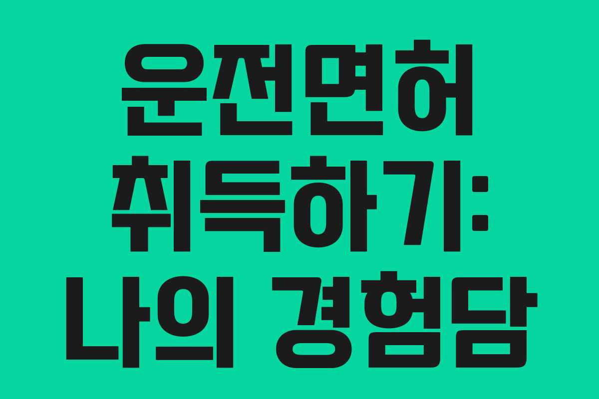 운전면허 취득하기: 나의 경험담 운전면허 취득하기: 나의 경험담