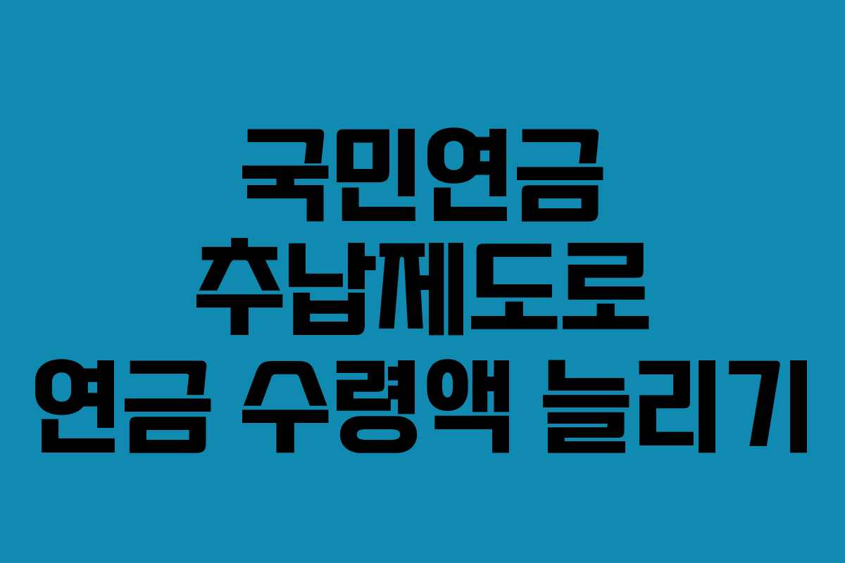 국민연금 추납제도로 연금 수령액 늘리기 국민연금 추납제도로 연금 수령액 늘리기