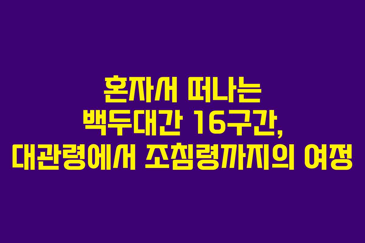 혼자서 떠나는 백두대간 16구간, 대관령에서 조침령까지의 여정