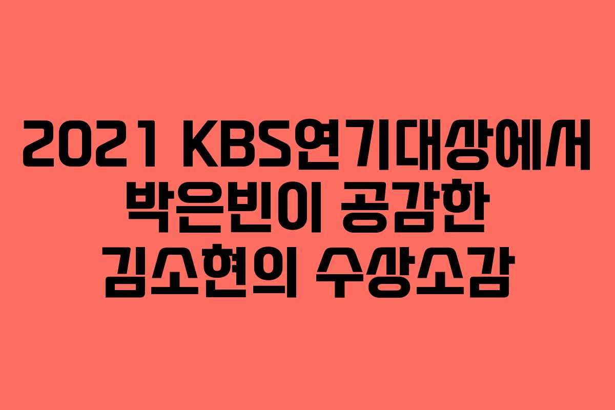 2021 KBS연기대상에서 박은빈이 공감한 김소현의 수상소감 2021 KBS연기대상에서 박은빈이 공감한 김소현의 수상소감