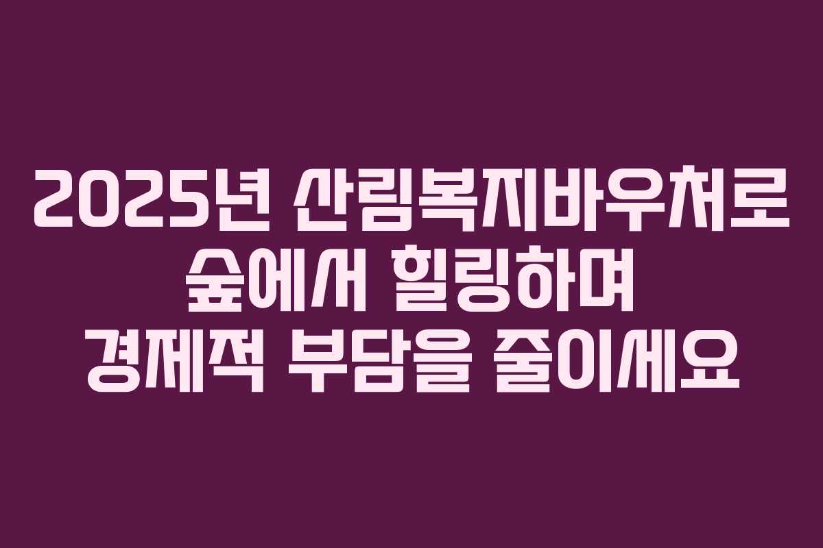 2025년 산림복지바우처로 숲에서 힐링하며 경제적 부담을 줄이세요 2025년 산림복지바우처로 숲에서 힐링하며 경제적 부담을 줄이세요