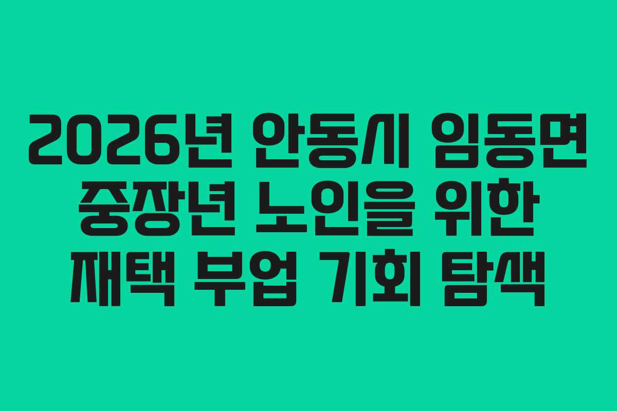 2026년 안동시 임동면 중장년 노인을 위한 재택 부업 기회 탐색