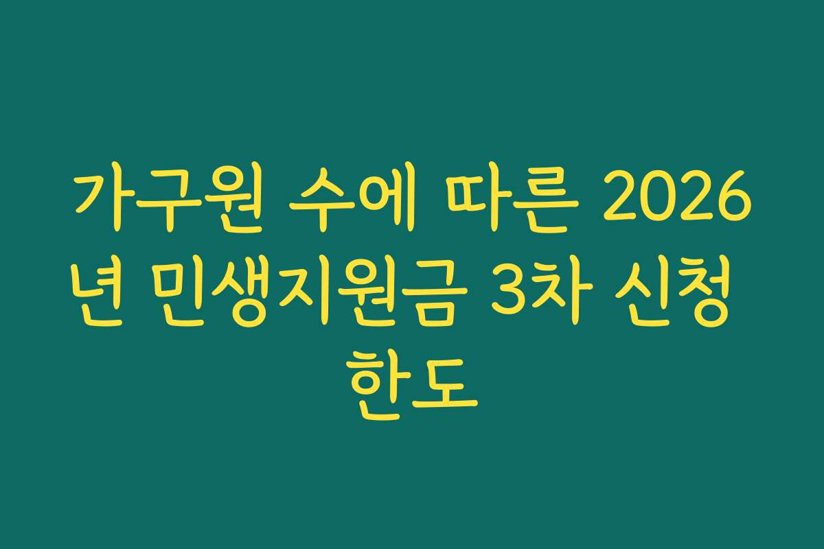 가구원 수에 따른 2026년 민생지원금 3차 신청 한도