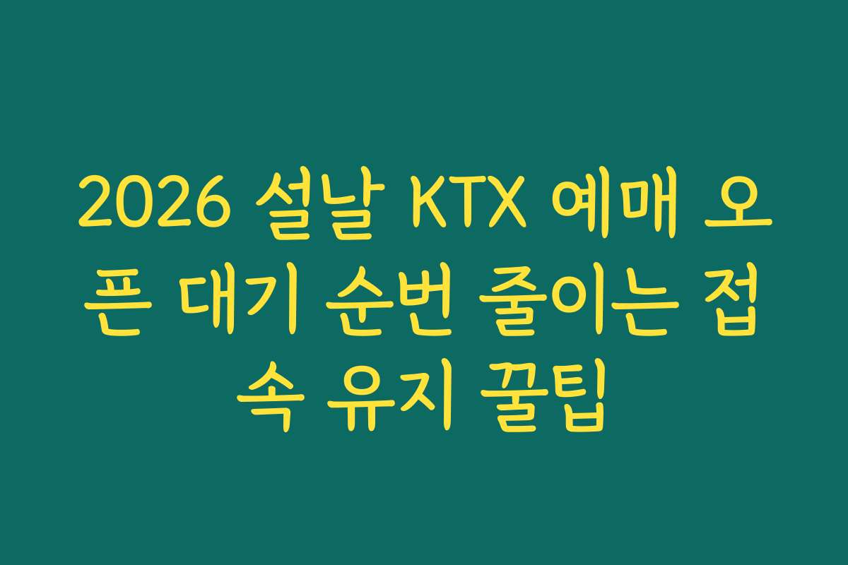 2026 설날 KTX 예매 오픈 대기 순번 줄이는 접속 유지 꿀팁