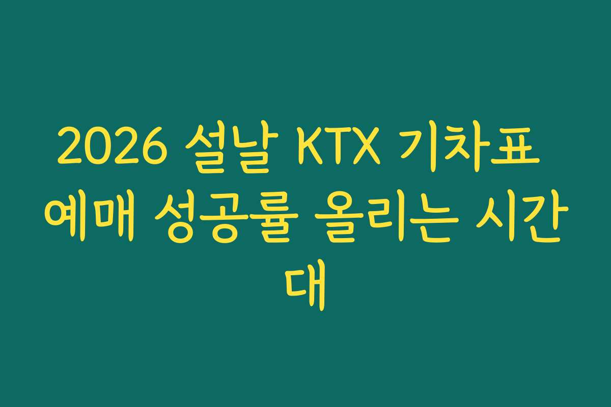2026 설날 KTX 기차표 예매 성공률 올리는 시간대