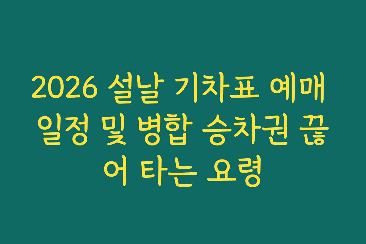 2026 설날 기차표 예매 일정 및 병합 승차권 끊어 타는 요령 2026 설날 기차표 예매 일정 및 병합 승차권 끊어 타는 요령