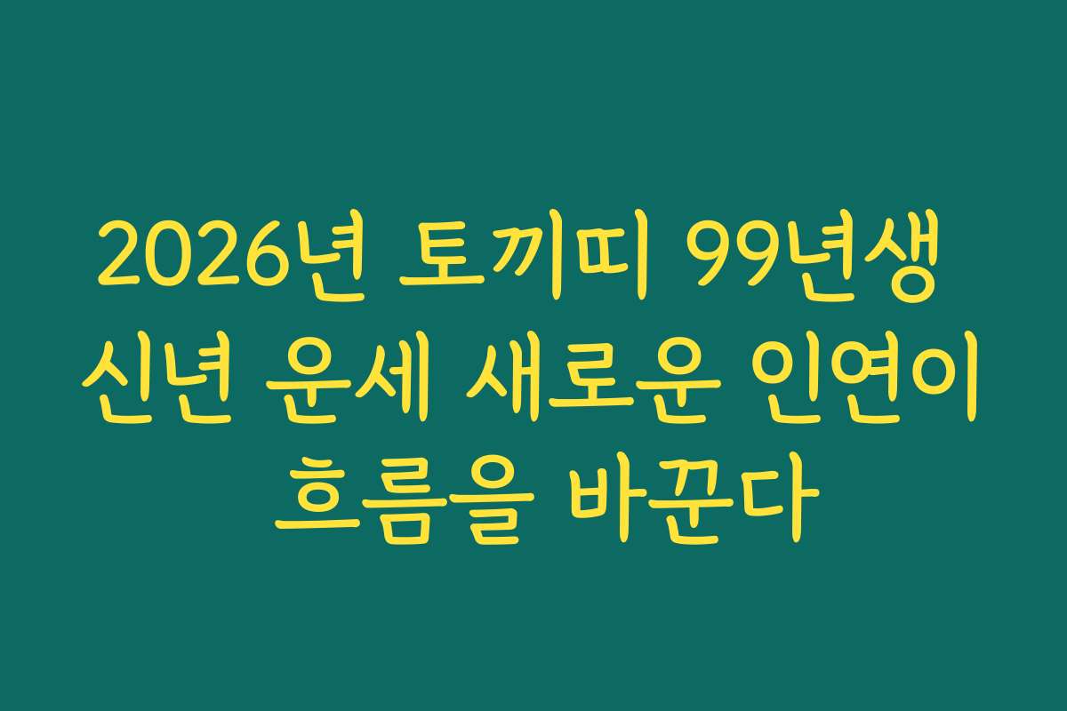 2026년 토끼띠 99년생 신년 운세 새로운 인연이 흐름을 바꾼다 2026년 토끼띠 99년생 신년 운세 새로운 인연이 흐름을 바꾼다