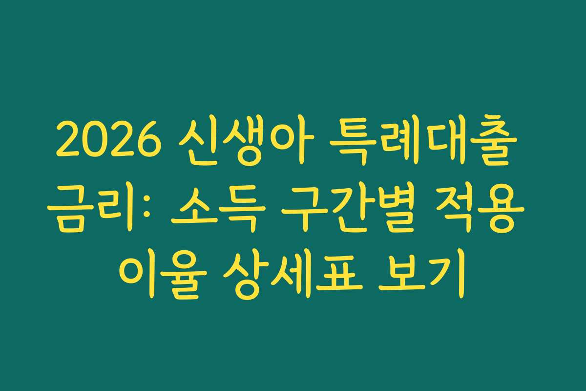 2026 신생아 특례대출 금리: 소득 구간별 적용 이율 상세표 보기