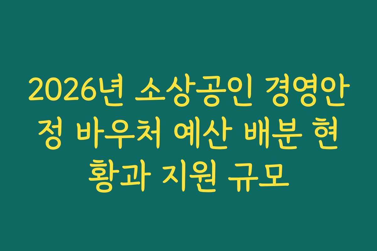 2026년 소상공인 경영안정 바우처 예산 배분 현황과 지원 규모