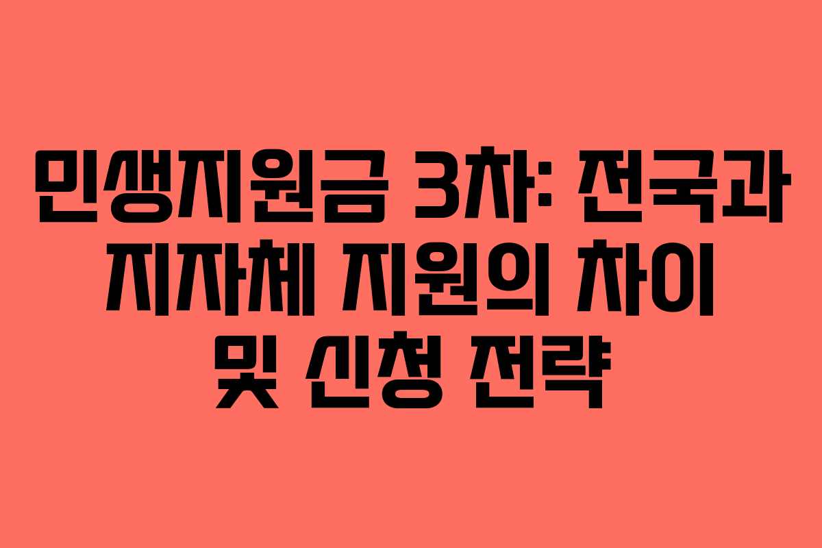 민생지원금 3차: 전국과 지자체 지원의 차이 및 신청 전략