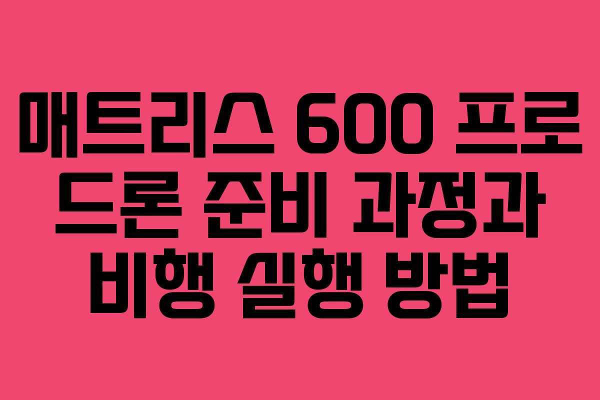매트리스 600 프로 드론 준비 과정과 비행 실행 방법 매트리스 600 프로 드론 준비 과정과 비행 실행 방법