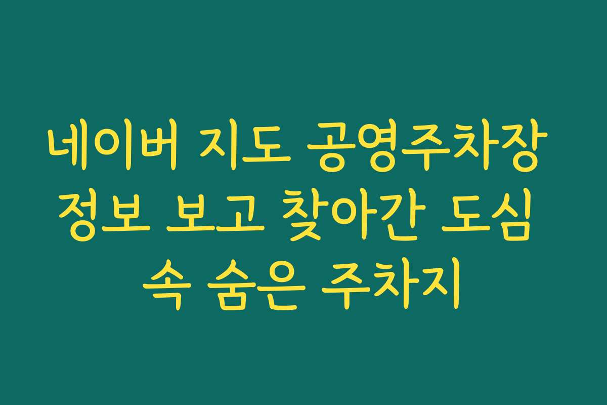 네이버 지도 공영주차장 정보 보고 찾아간 도심 속 숨은 주차지
