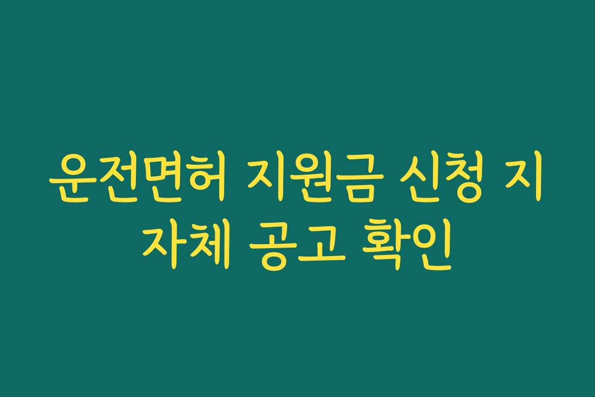 운전면허 지원금 신청 지자체 공고 확인
