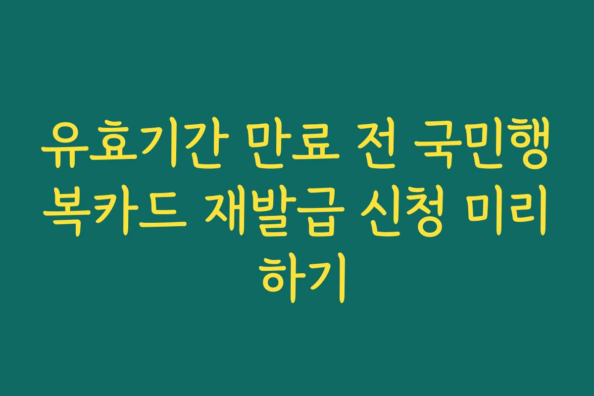 유효기간 만료 전 국민행복카드 재발급 신청 미리 하기