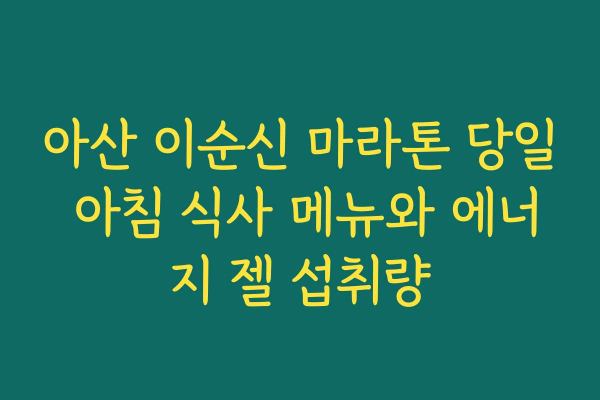 아산 이순신 마라톤 당일 아침 식사 메뉴와 에너지 젤 섭취량