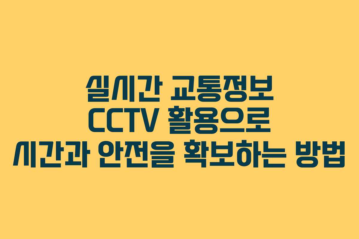실시간 교통정보 CCTV 활용으로 시간과 안전을 확보하는 방법