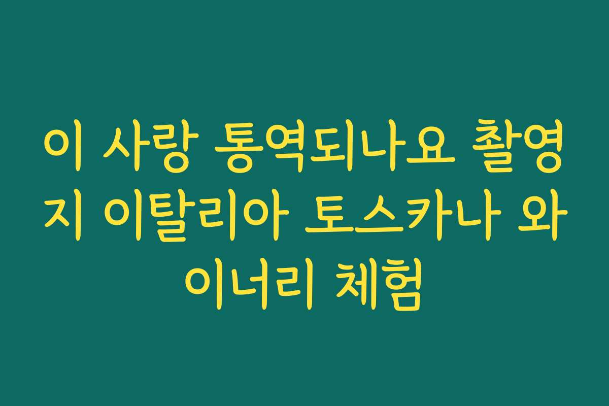 이 사랑 통역되나요 촬영지 이탈리아 토스카나 와이너리 체험 이 사랑 통역되나요 촬영지 이탈리아 토스카나 와이너리 체험