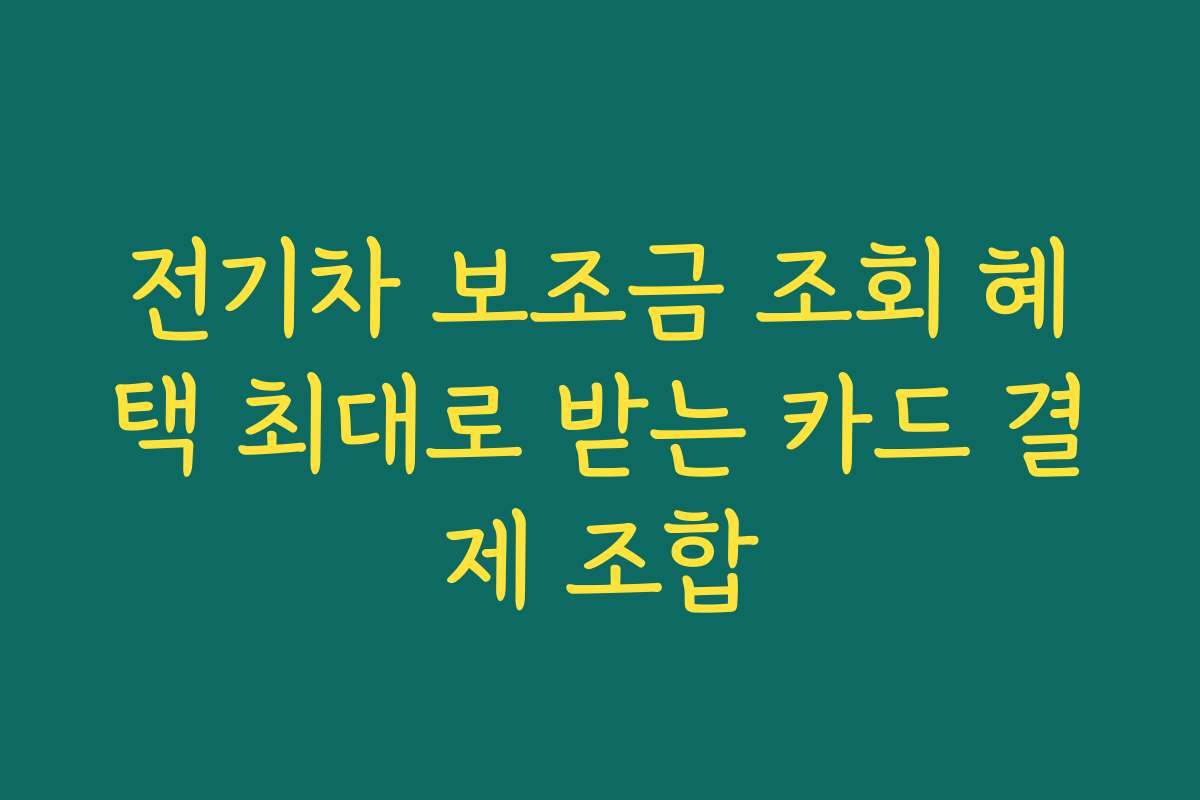 전기차 보조금 조회 혜택 최대로 받는 카드 결제 조합