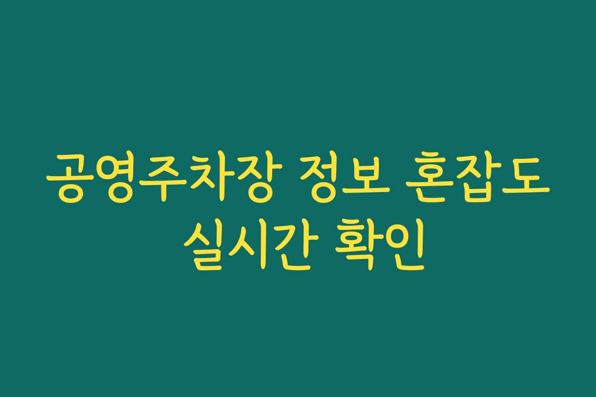 공영주차장 정보 혼잡도 실시간 확인