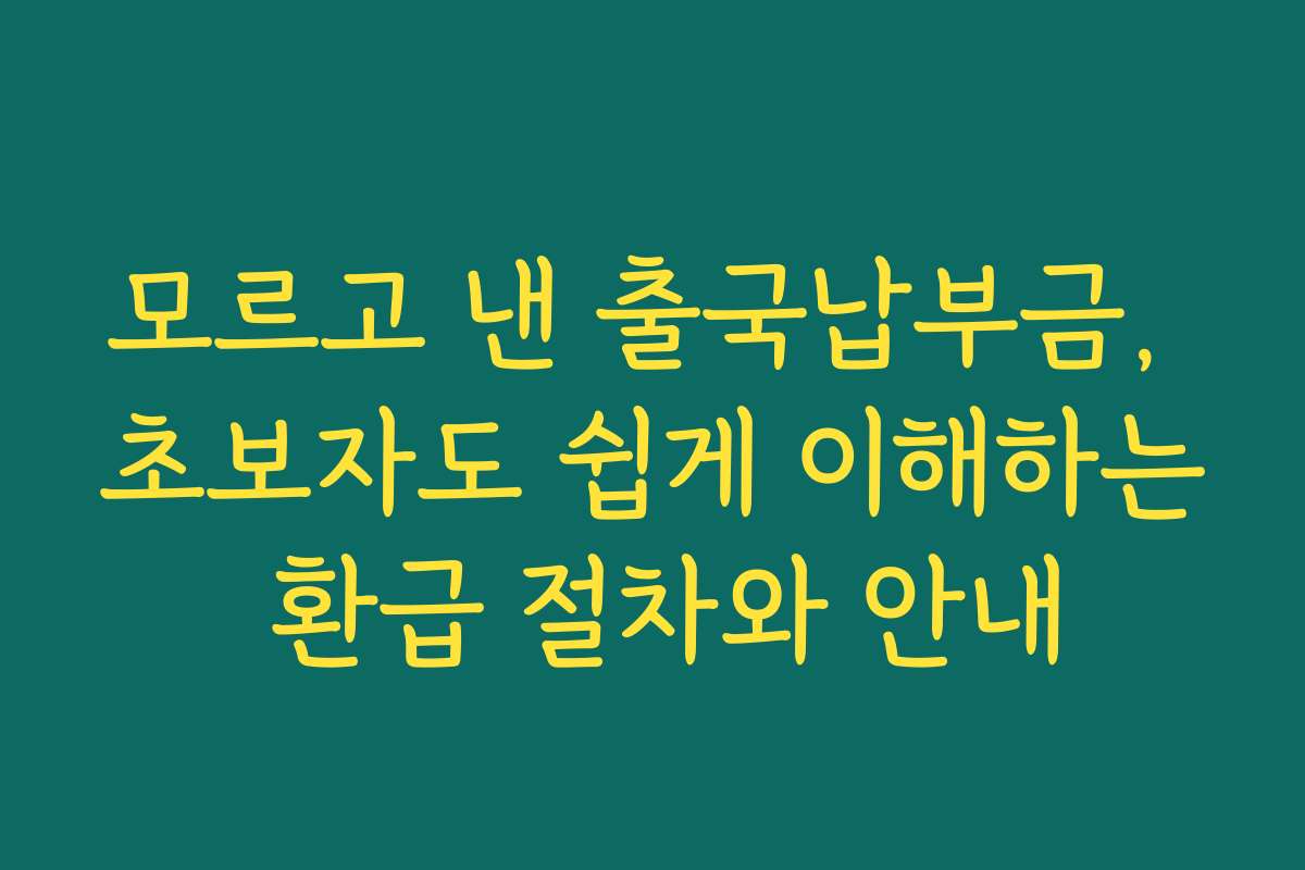 모르고 낸 출국납부금, 초보자도 쉽게 이해하는 환급 절차와 안내 모르고 낸 출국납부금, 초보자도 쉽게 이해하는 환급 절차와 안내